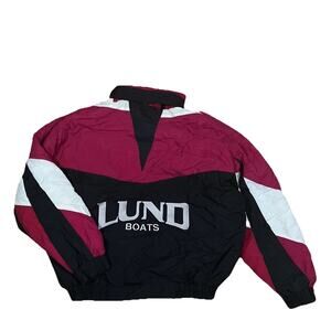 Lund Boats Nylon Zip Puffer Retro Jacket 90s Vintage Hidden Hood XXL Kudzu
